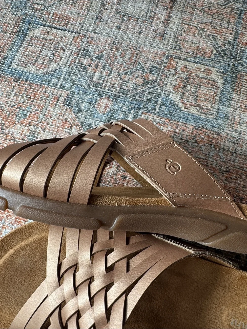 Easy Spirit Metallic Woven Comfort Slides Women’s 8.5W Cushioned Sandals EUC